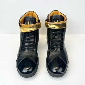 Negash High Top Sneakers Mens Size 9 Amun Ra Leather Black/Gold